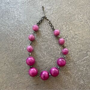 Fuschie Pink Purple Beaded Statement Necklace